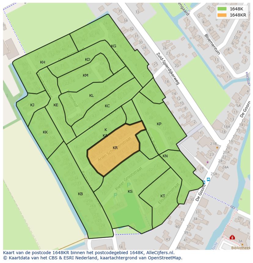 Afbeelding van het postcodegebied 1648 KR op de kaart.