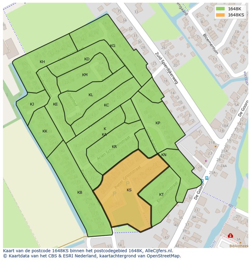 Afbeelding van het postcodegebied 1648 KS op de kaart.