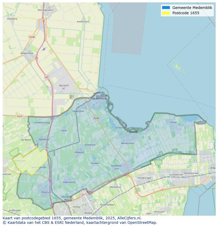 Afbeelding van het postcodegebied 1655 op de kaart.