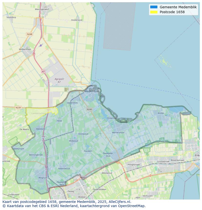 Afbeelding van het postcodegebied 1658 op de kaart.