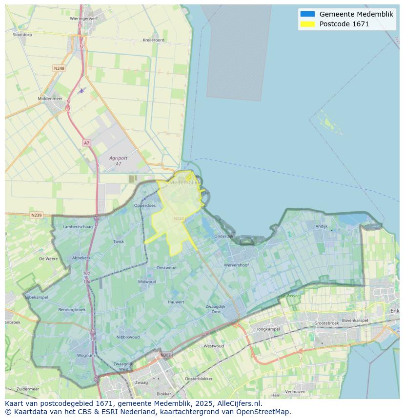 Afbeelding van het postcodegebied 1671 op de kaart.