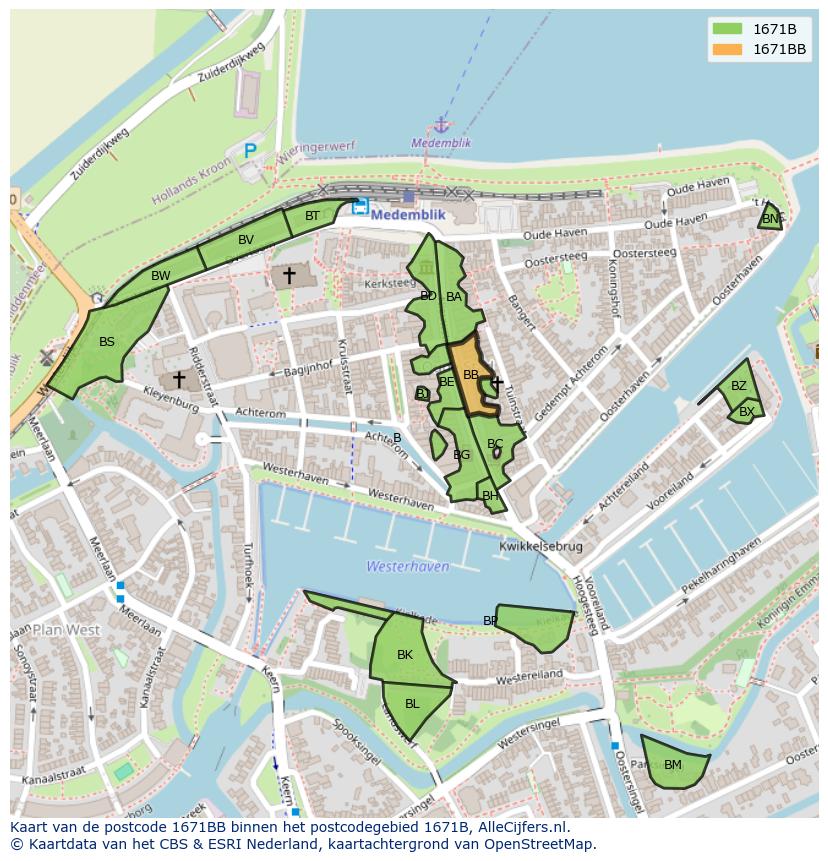 Afbeelding van het postcodegebied 1671 BB op de kaart.
