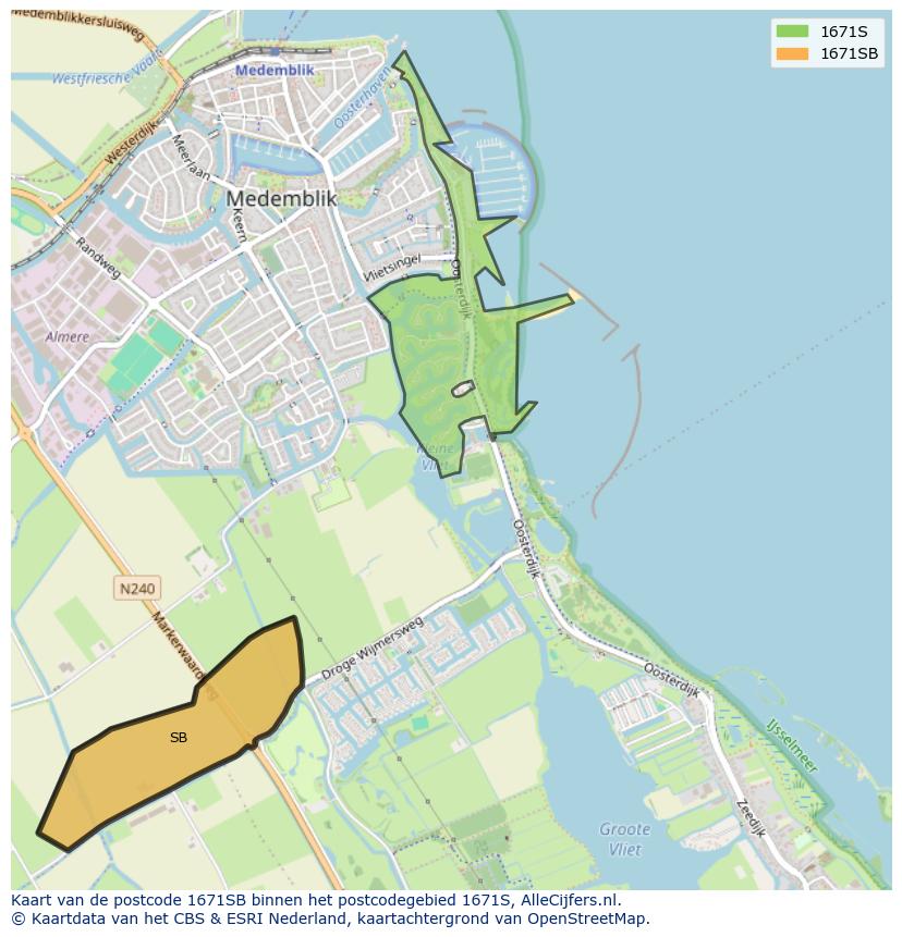 Afbeelding van het postcodegebied 1671 SB op de kaart.