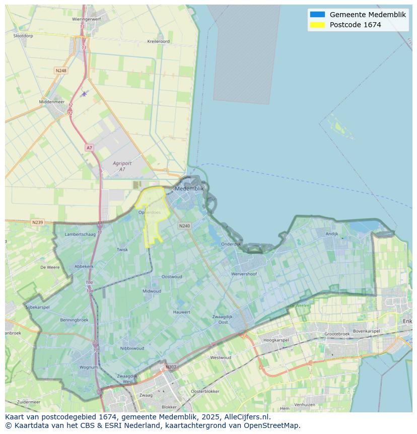 Afbeelding van het postcodegebied 1674 op de kaart.