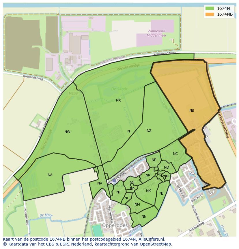 Afbeelding van het postcodegebied 1674 NB op de kaart.