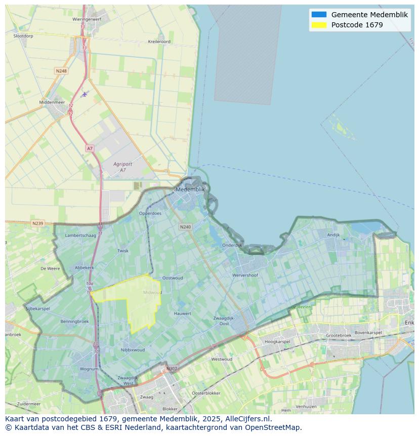Afbeelding van het postcodegebied 1679 op de kaart.