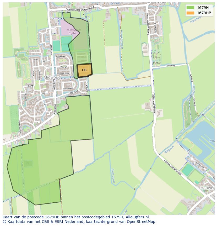 Afbeelding van het postcodegebied 1679 HB op de kaart.