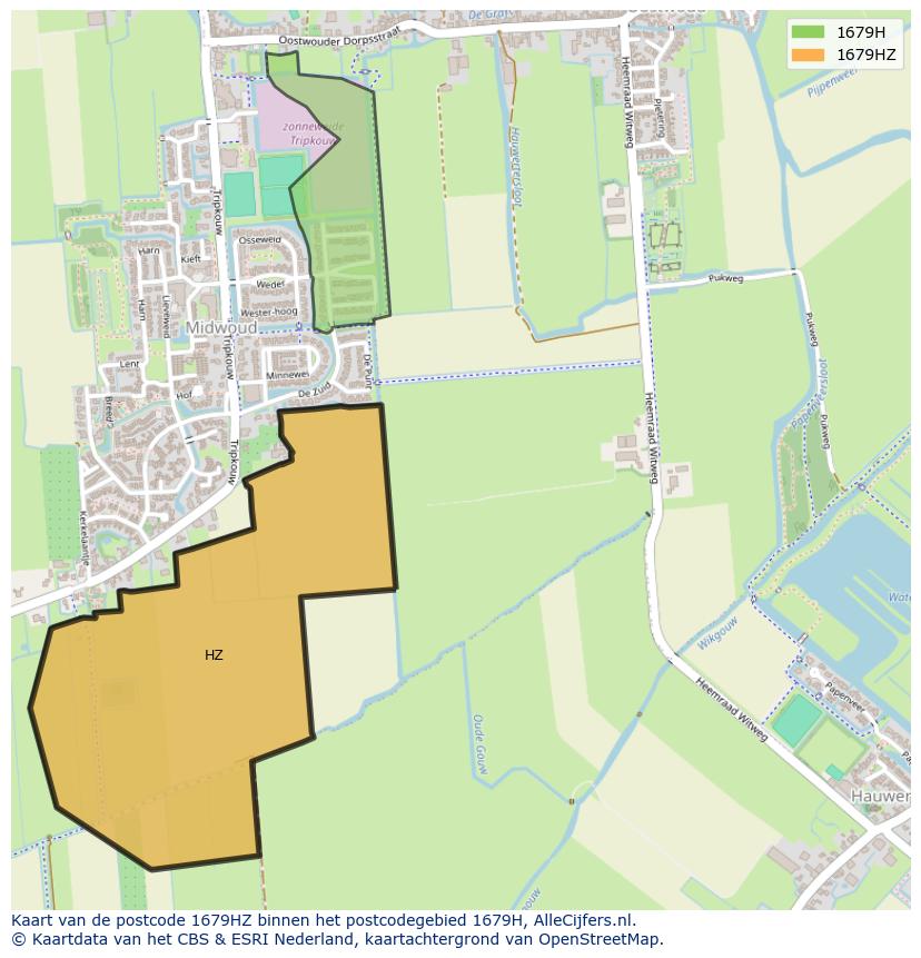 Afbeelding van het postcodegebied 1679 HZ op de kaart.