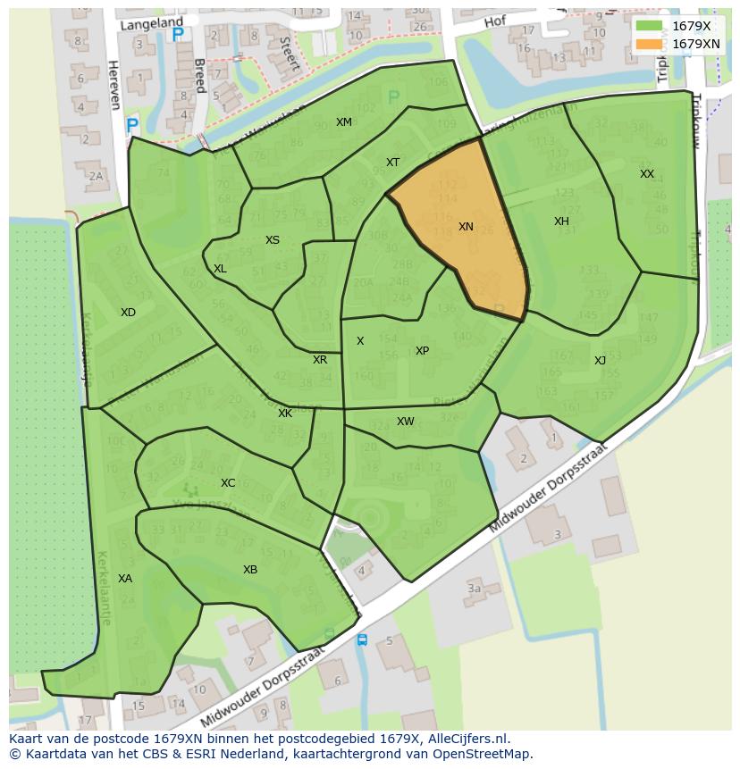 Afbeelding van het postcodegebied 1679 XN op de kaart.