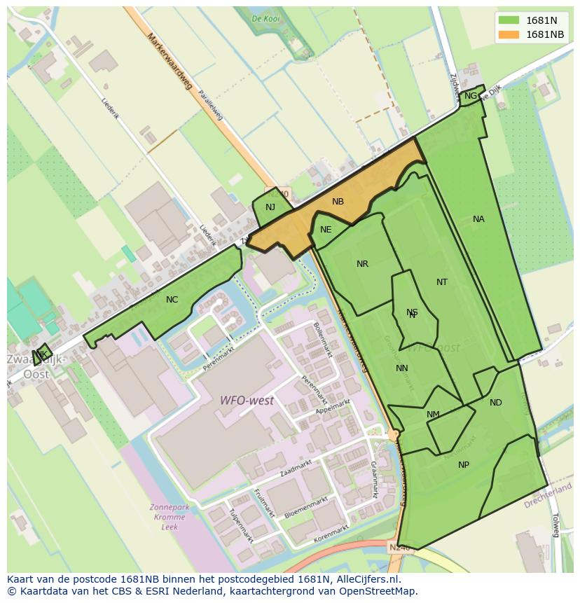 Afbeelding van het postcodegebied 1681 NB op de kaart.