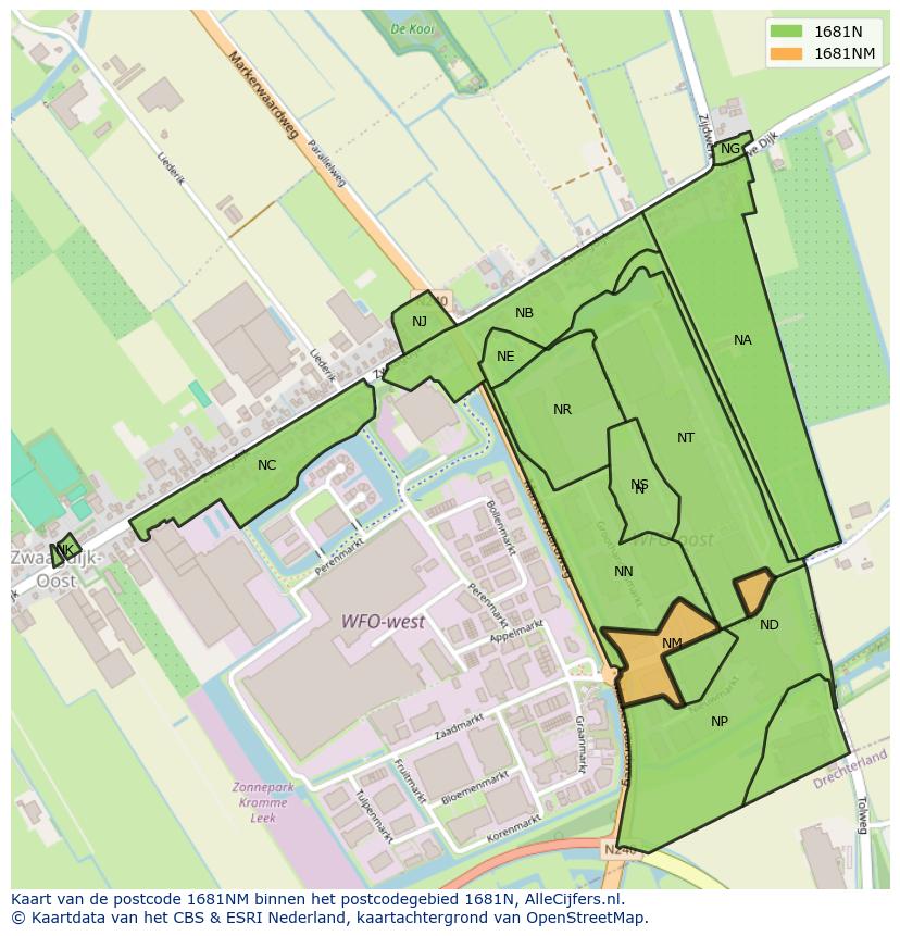 Afbeelding van het postcodegebied 1681 NM op de kaart.