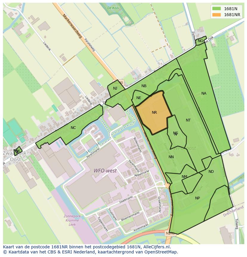 Afbeelding van het postcodegebied 1681 NR op de kaart.