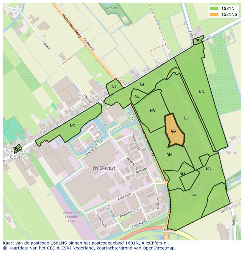 Afbeelding van het postcodegebied 1681 NS op de kaart.
