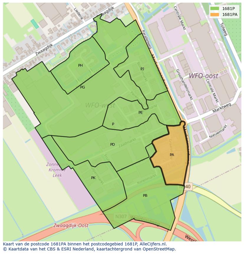Afbeelding van het postcodegebied 1681 PA op de kaart.
