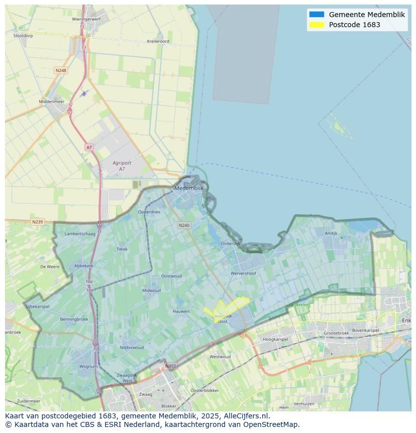 Afbeelding van het postcodegebied 1683 op de kaart.