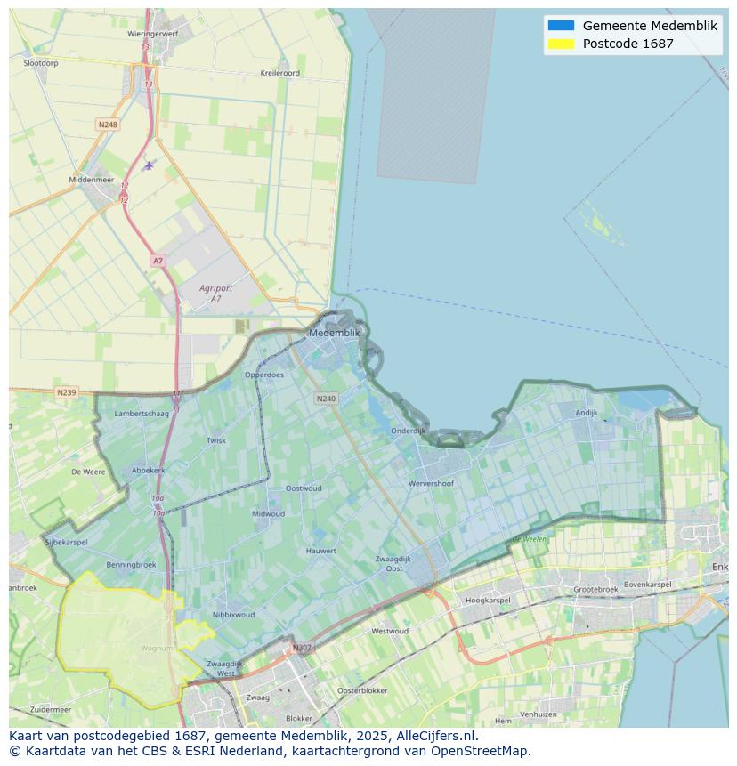 Afbeelding van het postcodegebied 1687 op de kaart.
