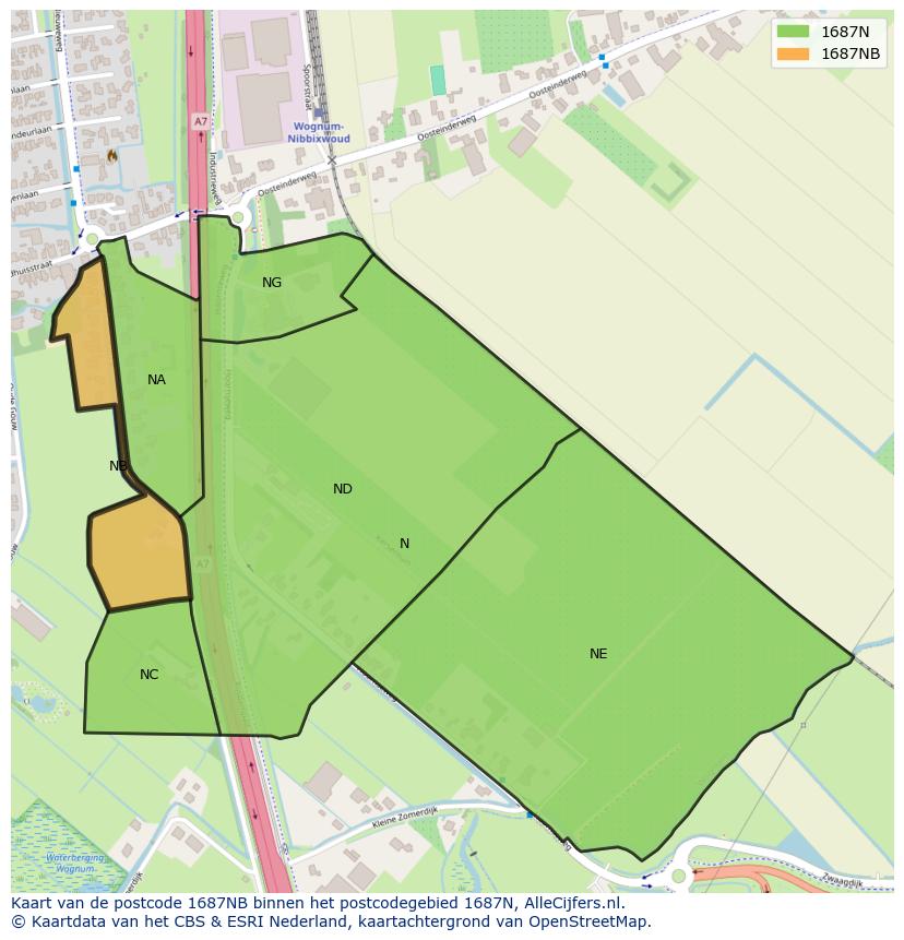 Afbeelding van het postcodegebied 1687 NB op de kaart.
