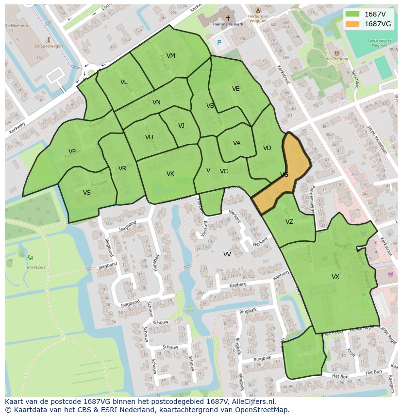 Afbeelding van het postcodegebied 1687 VG op de kaart.