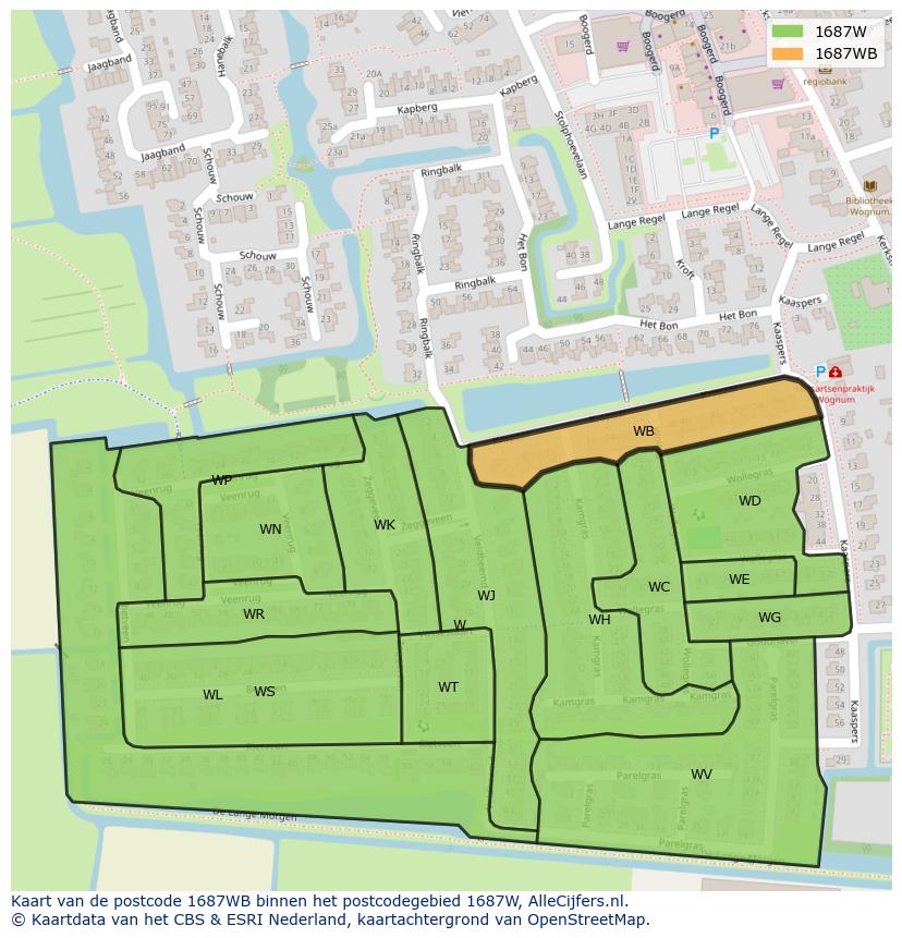 Afbeelding van het postcodegebied 1687 WB op de kaart.