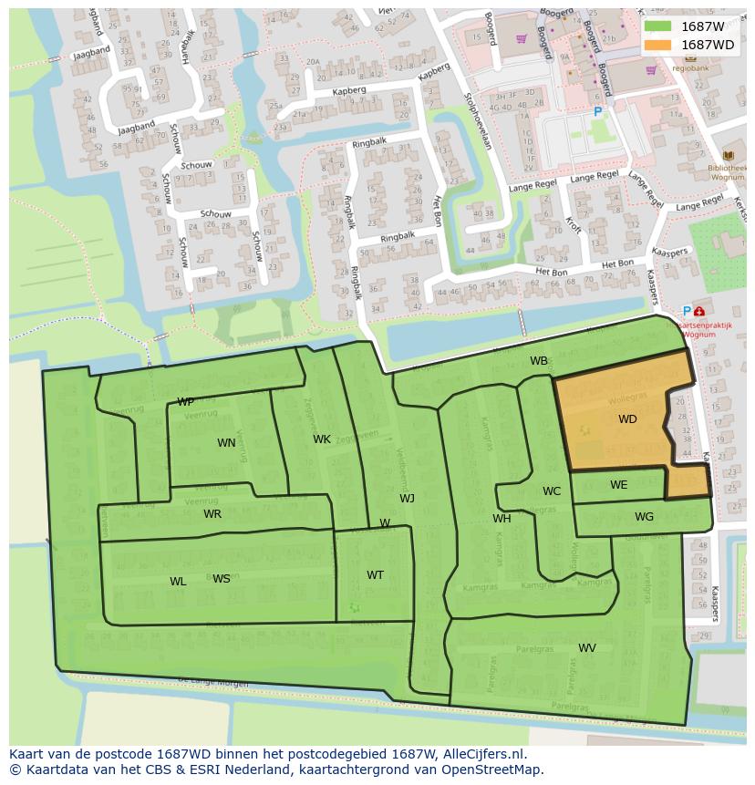 Afbeelding van het postcodegebied 1687 WD op de kaart.