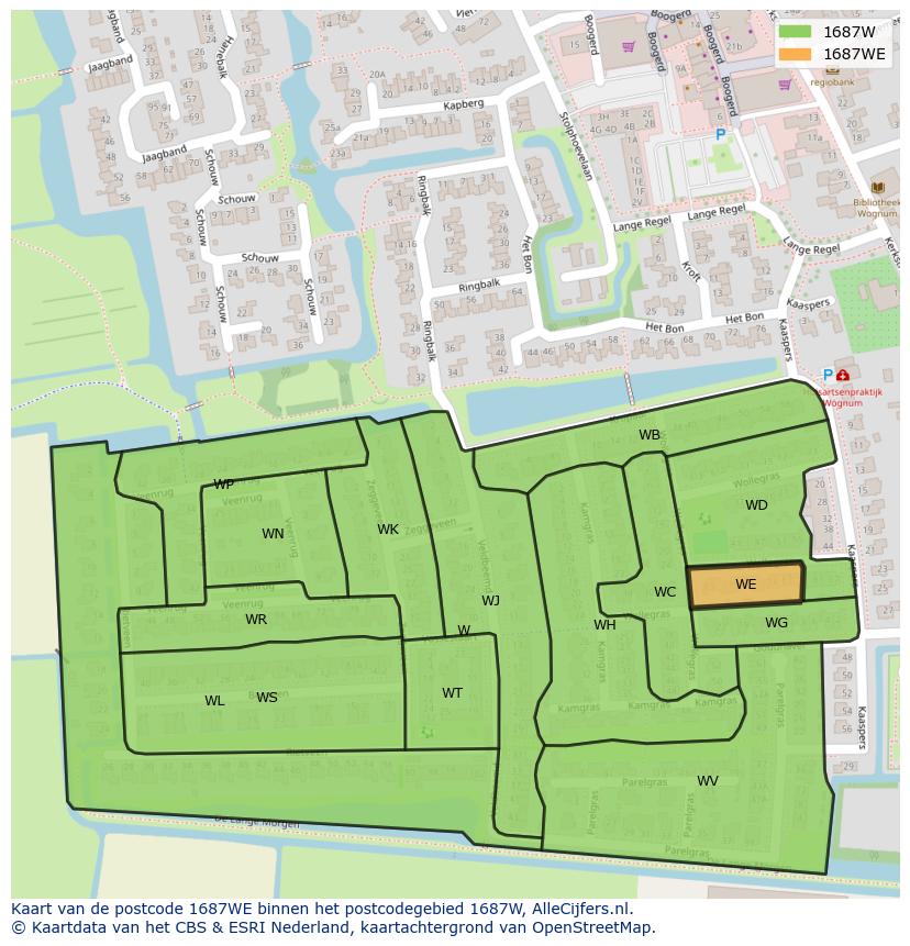 Afbeelding van het postcodegebied 1687 WE op de kaart.