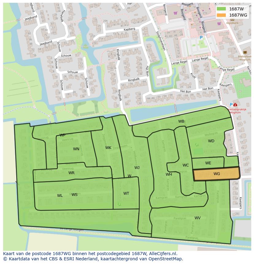 Afbeelding van het postcodegebied 1687 WG op de kaart.