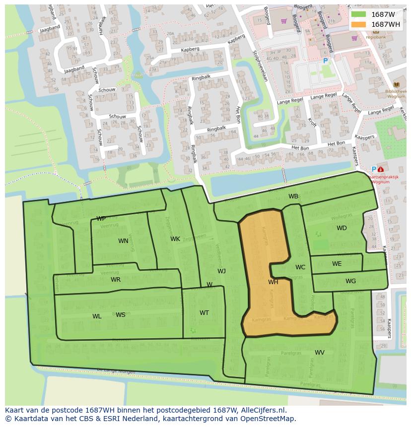 Afbeelding van het postcodegebied 1687 WH op de kaart.