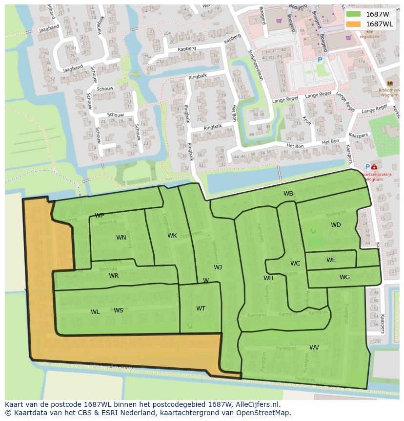 Afbeelding van het postcodegebied 1687 WL op de kaart.