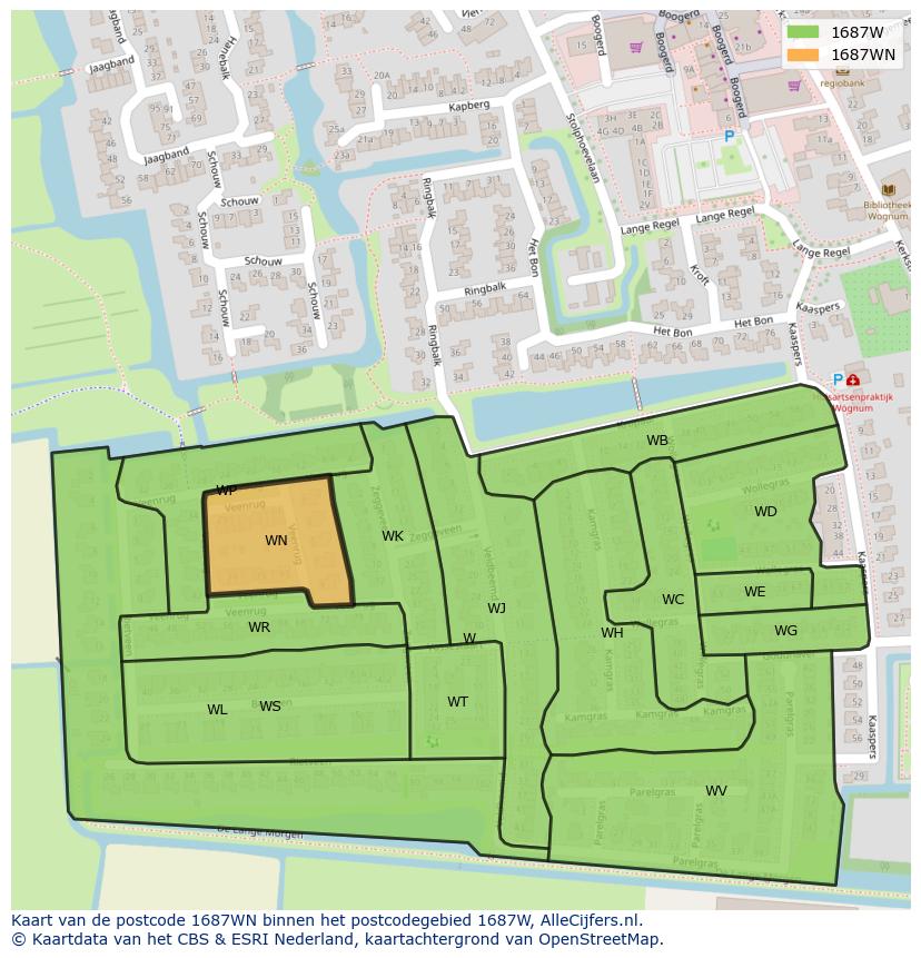 Afbeelding van het postcodegebied 1687 WN op de kaart.
