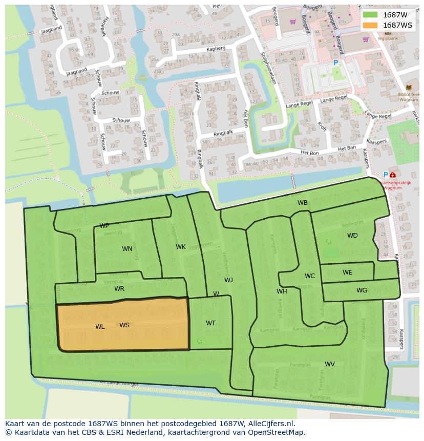 Afbeelding van het postcodegebied 1687 WS op de kaart.