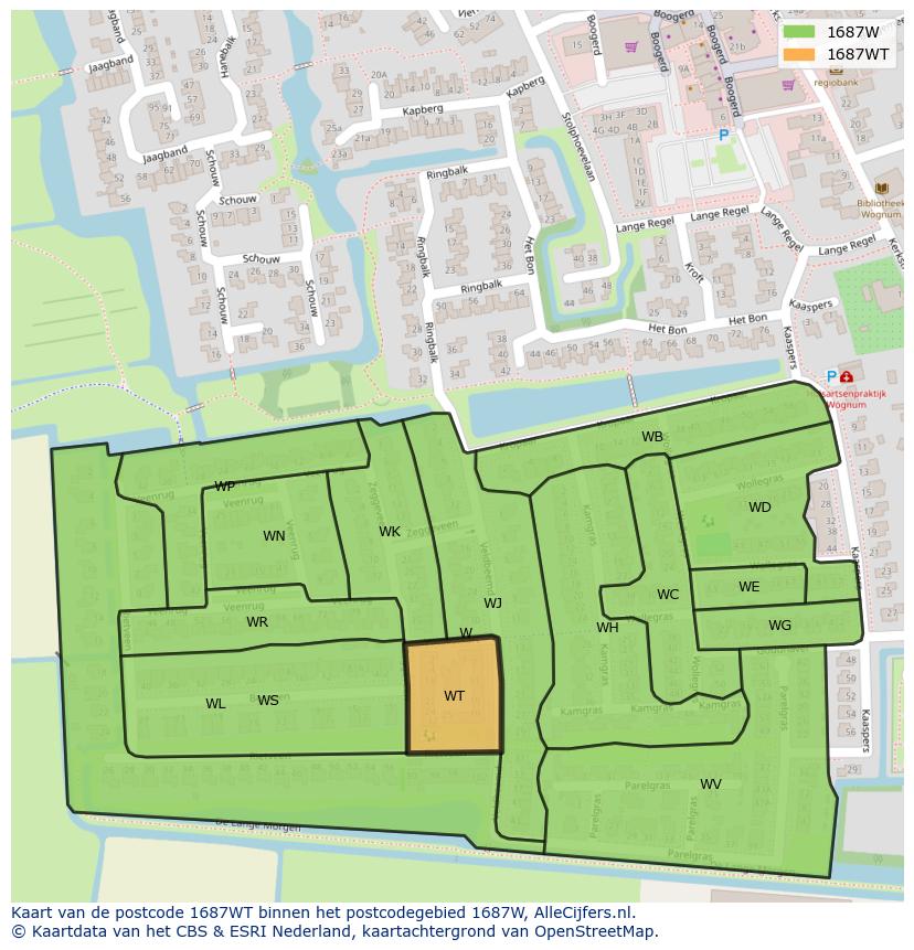Afbeelding van het postcodegebied 1687 WT op de kaart.