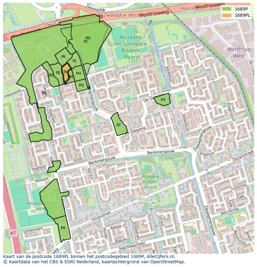 Afbeelding van het postcodegebied 1689 PL op de kaart.
