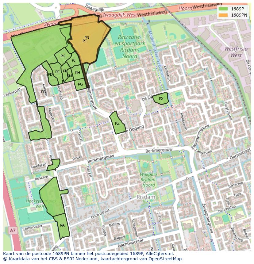 Afbeelding van het postcodegebied 1689 PN op de kaart.