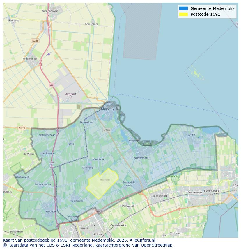 Afbeelding van het postcodegebied 1691 op de kaart.