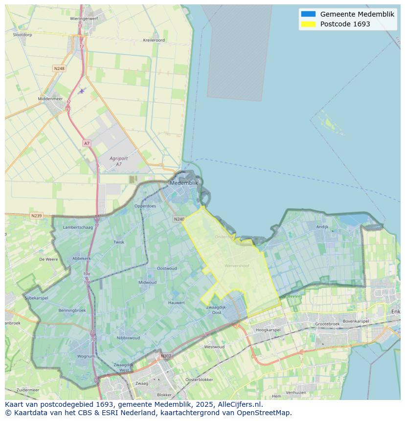 Afbeelding van het postcodegebied 1693 op de kaart.