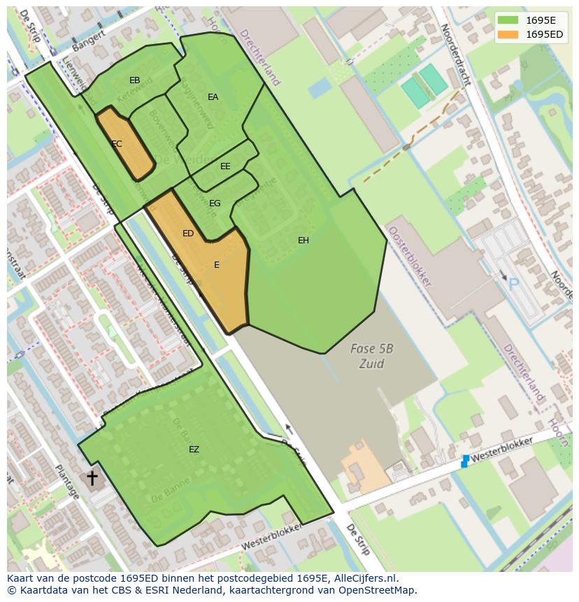 Afbeelding van het postcodegebied 1695 ED op de kaart.
