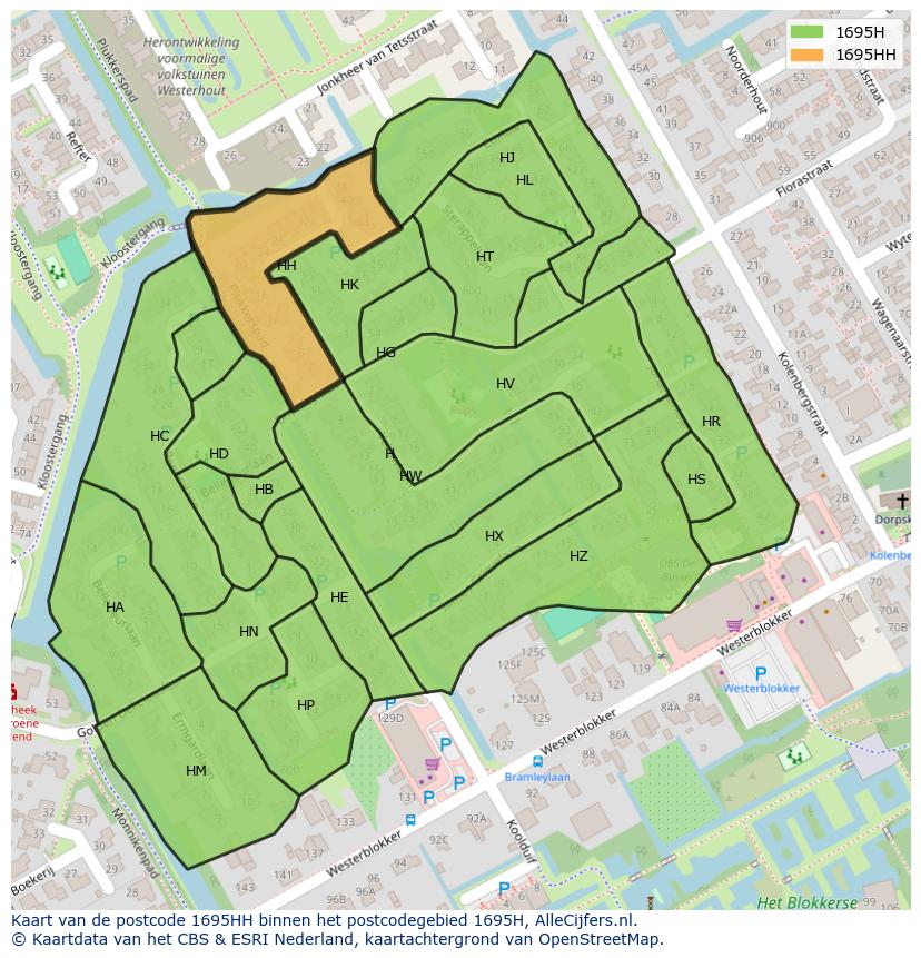 Afbeelding van het postcodegebied 1695 HH op de kaart.