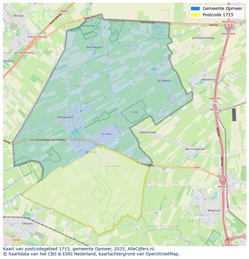 Afbeelding van het postcodegebied 1715 op de kaart.