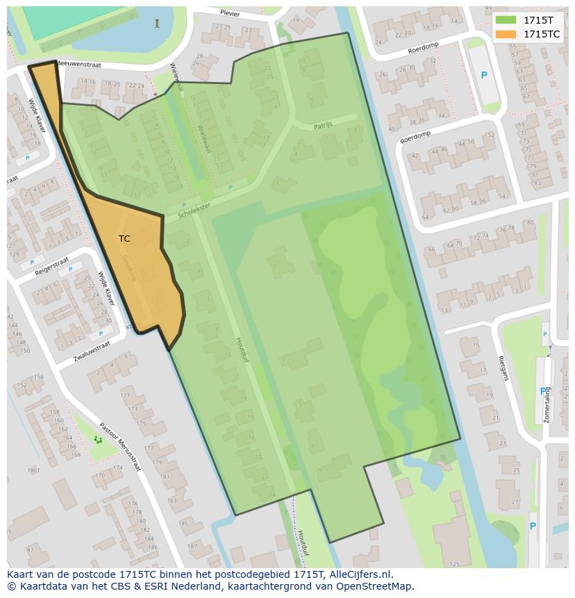 Afbeelding van het postcodegebied 1715 TC op de kaart.