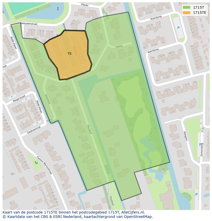 Afbeelding van het postcodegebied 1715 TE op de kaart.