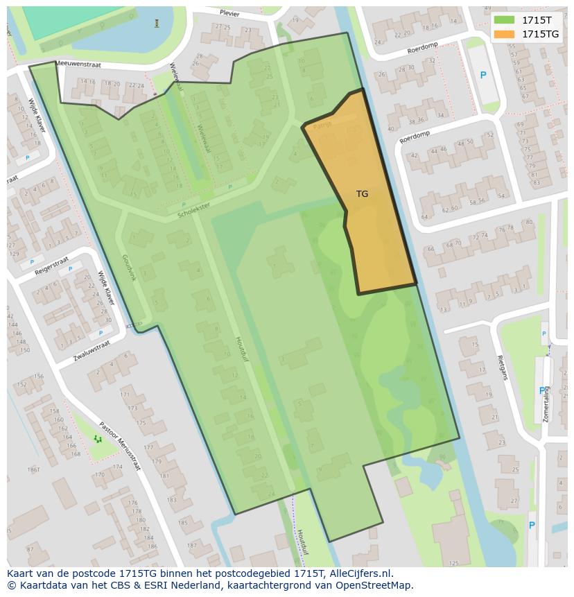 Afbeelding van het postcodegebied 1715 TG op de kaart.