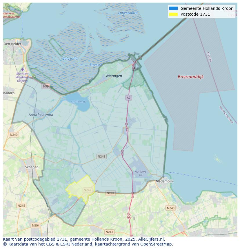 Afbeelding van het postcodegebied 1731 op de kaart.