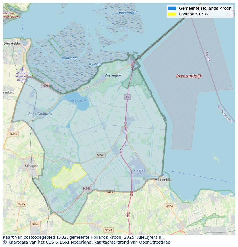 Afbeelding van het postcodegebied 1732 op de kaart.