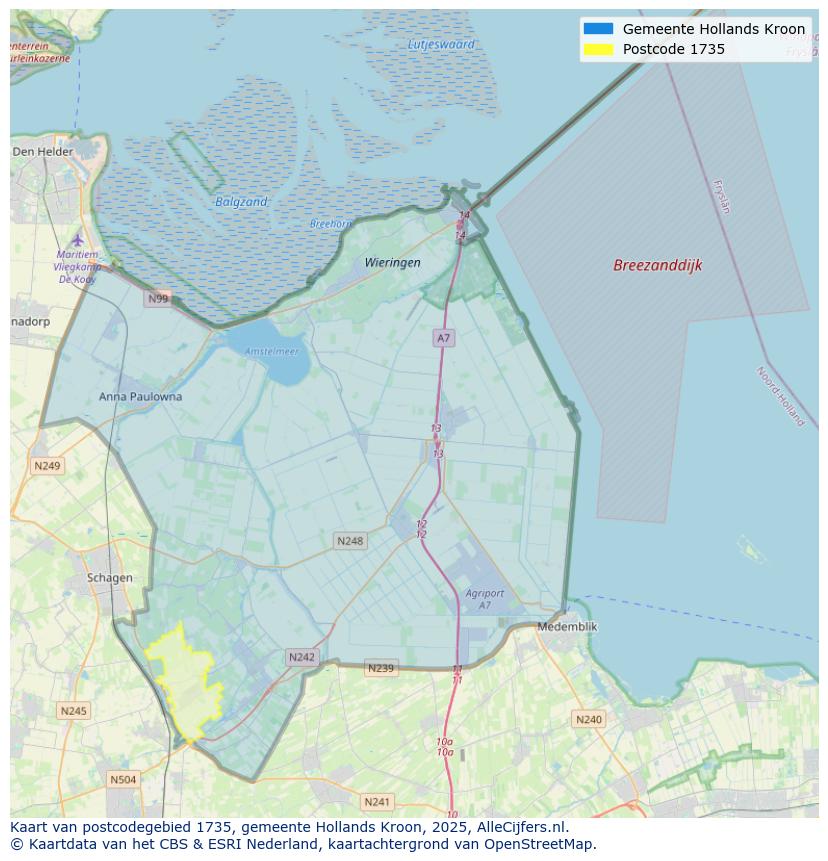 Afbeelding van het postcodegebied 1735 op de kaart.