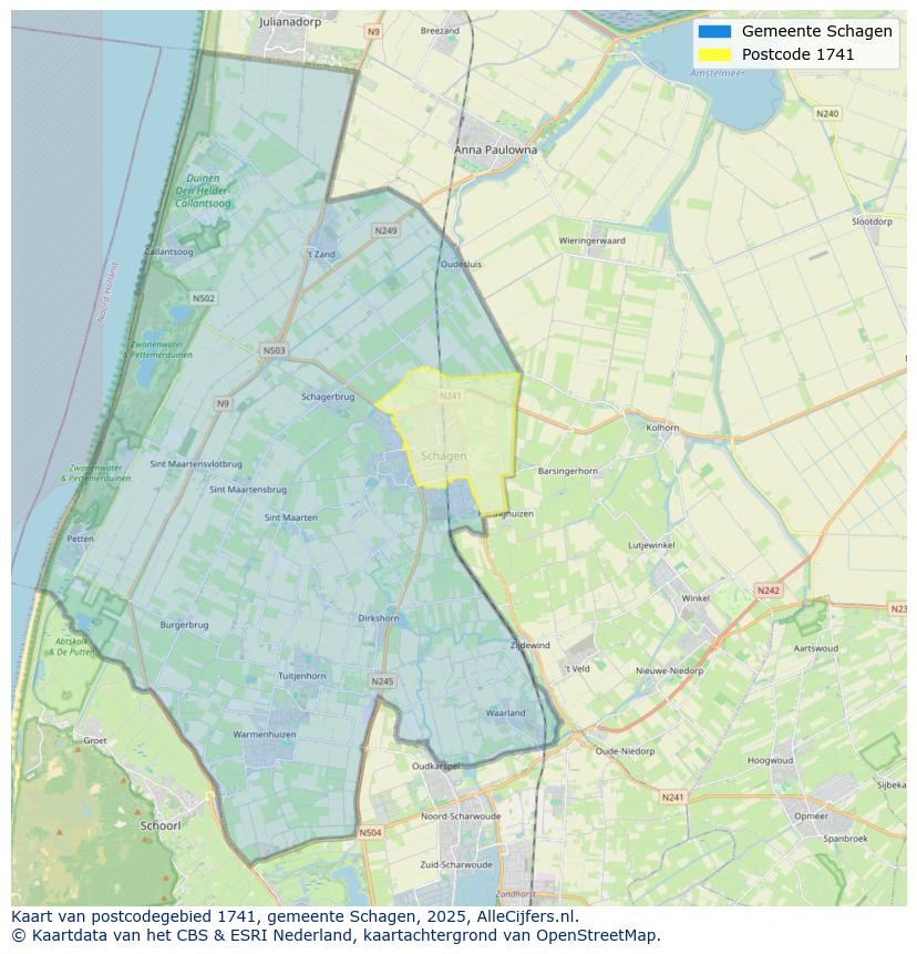 Afbeelding van het postcodegebied 1741 op de kaart.