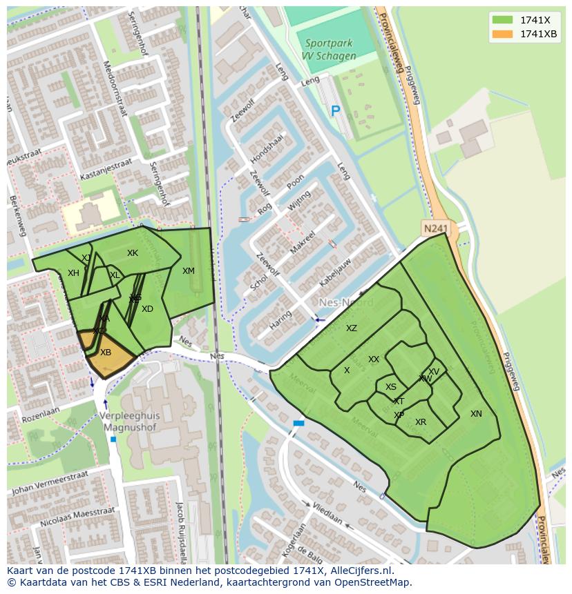 Afbeelding van het postcodegebied 1741 XB op de kaart.