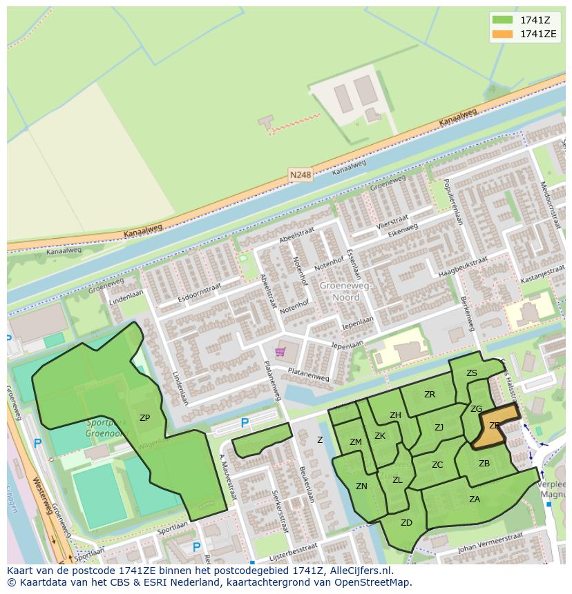 Afbeelding van het postcodegebied 1741 ZE op de kaart.