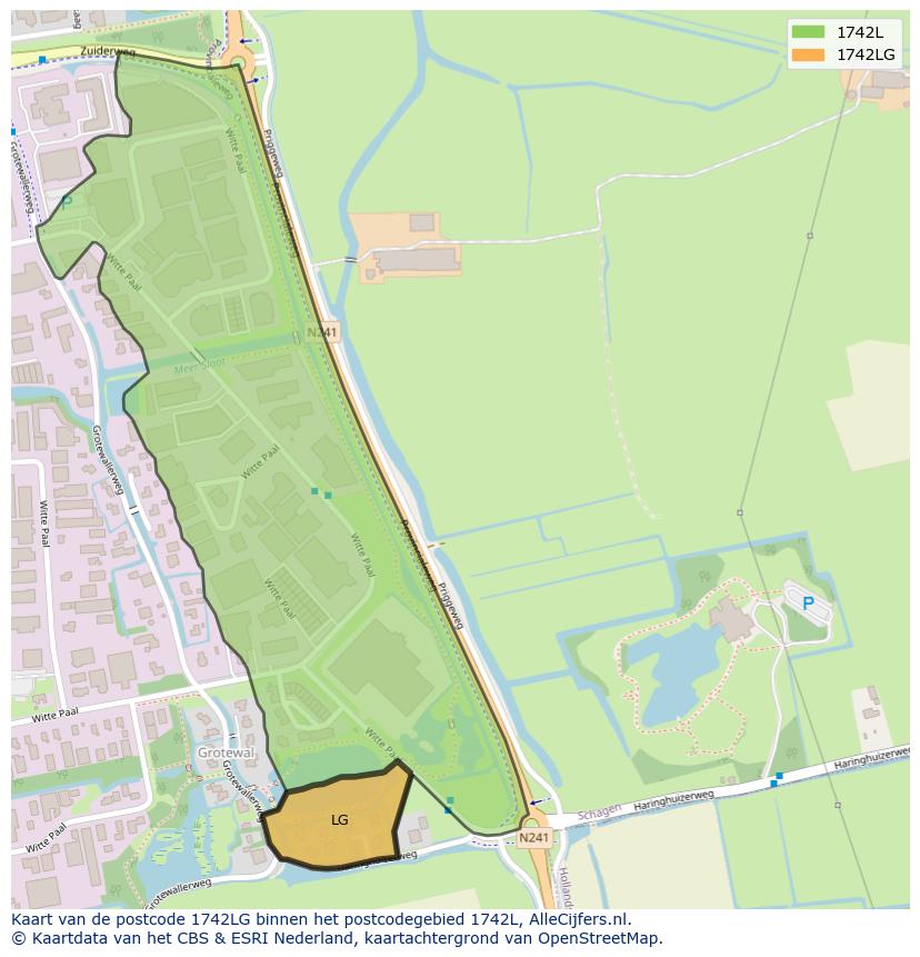 Afbeelding van het postcodegebied 1742 LG op de kaart.