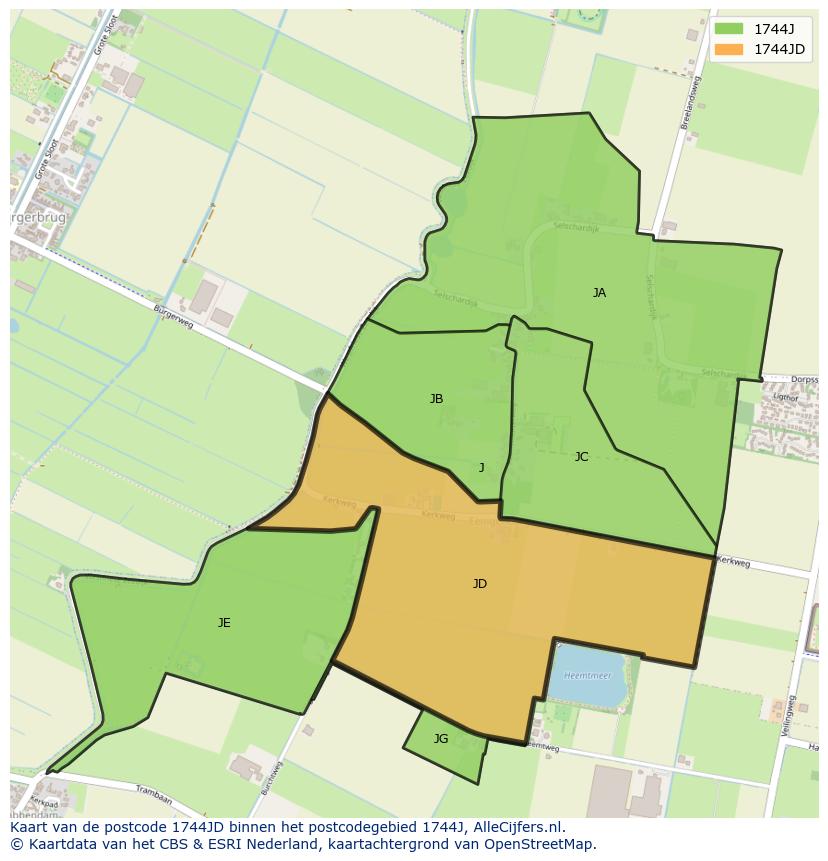 Afbeelding van het postcodegebied 1744 JD op de kaart.