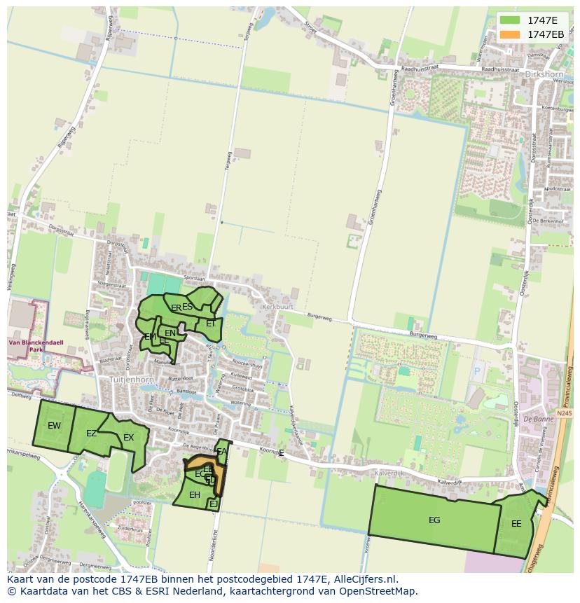 Afbeelding van het postcodegebied 1747 EB op de kaart.